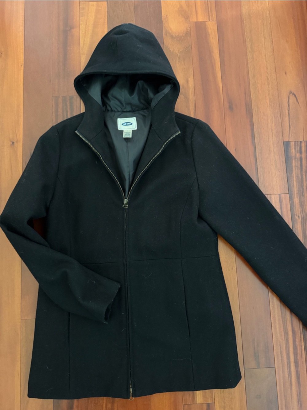 Old Navy Black Hooded Pea Coat